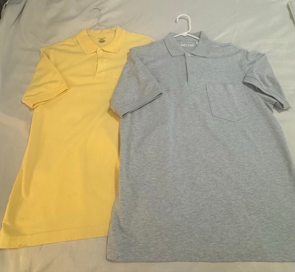 Covington Men’s Small Polo Shirts Lot Yellow Gray Short Sleeve 34-36 2 Pack